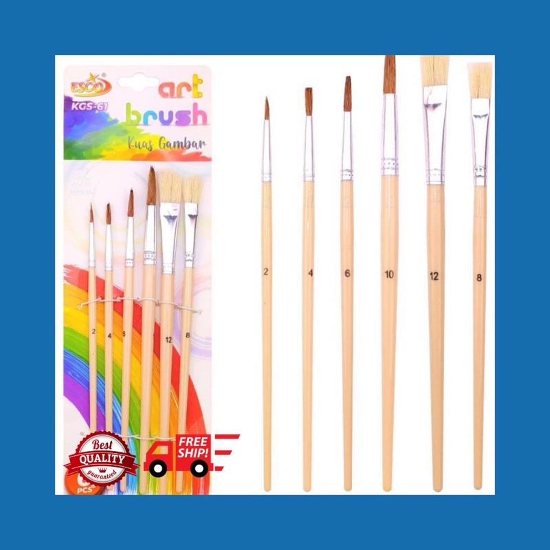 

Kuas Lukis Esco KGS-61 Kuas Lukis Set Esco isi 6pcs