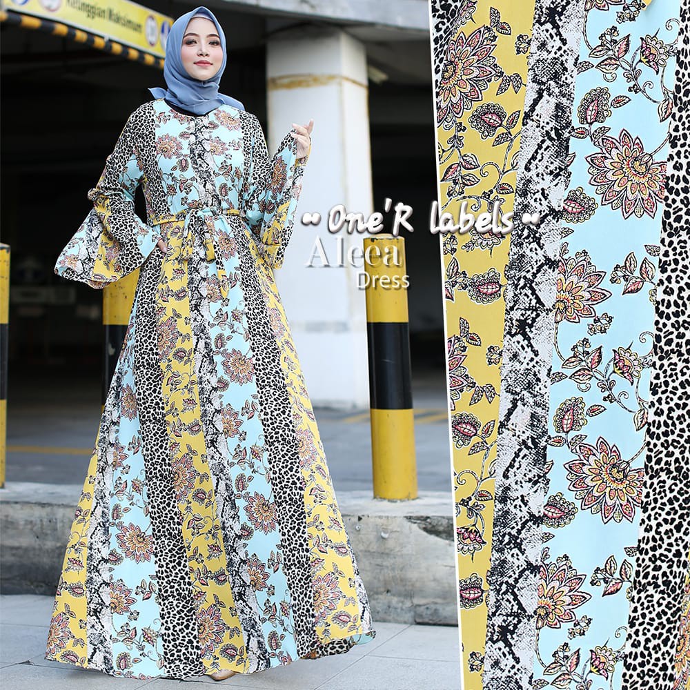 ALEEA DRESS BY ONE'R  LABELS / GAMIS MOTIF / WARNA GELAP / TERLARIS / ORI / TERBARU / BRANDED