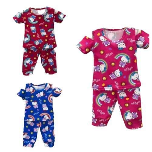 Setelan Anak Perempuan set Sabrina Helo Kitty Baju Anak Perempuan 1-3 tahun