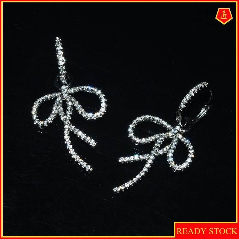 [Ready Stock]Gentle Daily Simple Bowknot Earrings Shiny Fairy