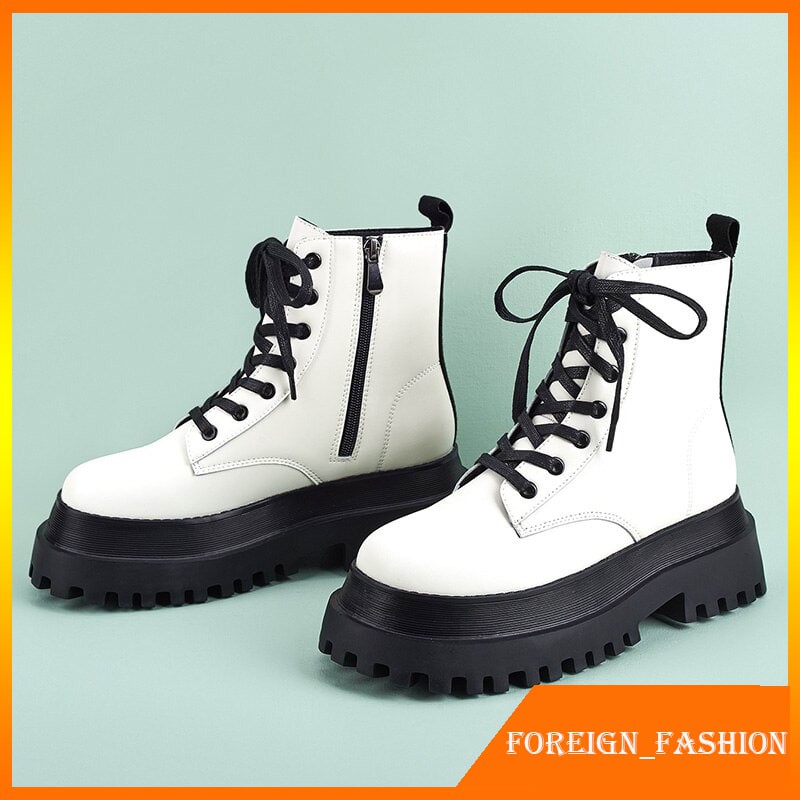 white chunky boots platform