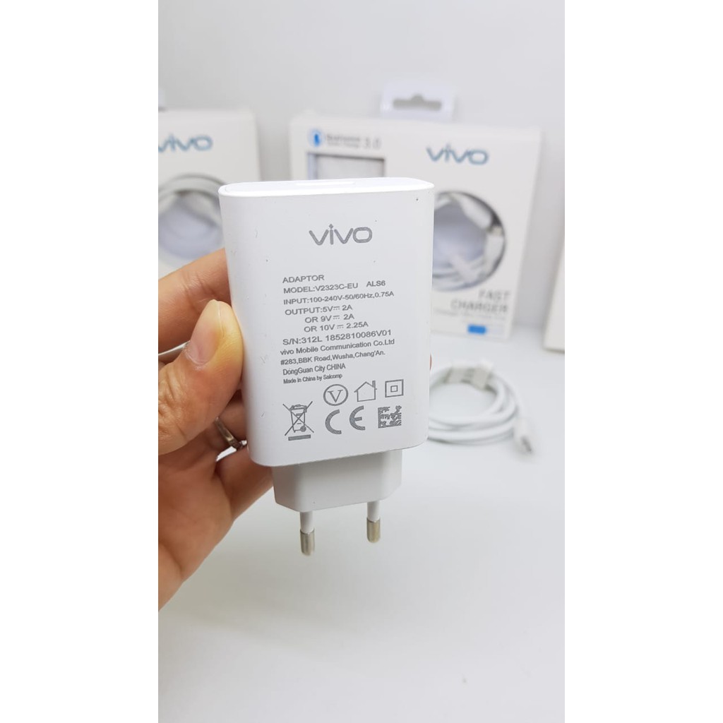 Travel Charger Vivo V25 Pro 44W Support FlashCharge/ Vivo V11 PRO 3.0 QUALCOMM Casan Vivo 3.0A QC + Kabel Data Micro FAST CHARGER FAST CHARGING