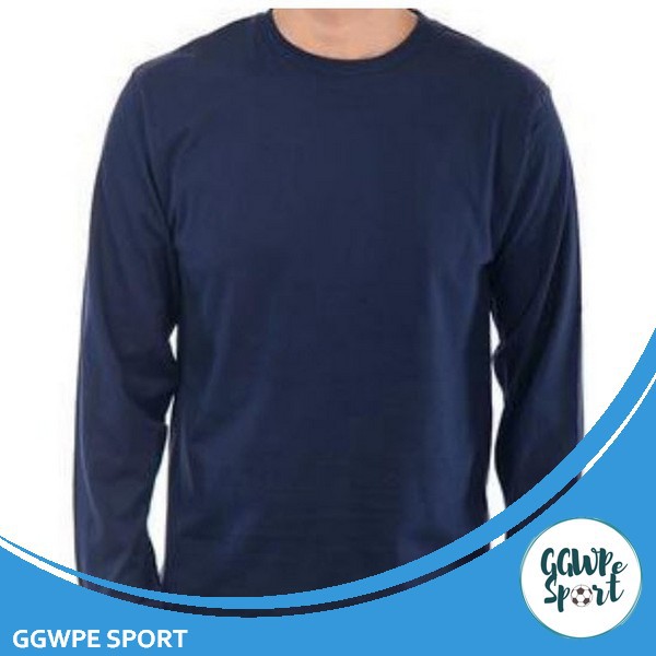 KAOS POLOS LENGAN PANJANG COTTON COMBED 30s KATUN PRIA LONGSLEEVE WARNA NAVY / BIRU DONGKER