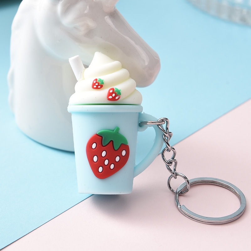 GANTUNGAN KUNCI ES KRIM SUNDAE STRAWBERRY // Ganci Karakter Es Krim Stroberi Unik Lucu | Gantungan tas | Bag Charm | Souvenir Murah | Keychain | COD