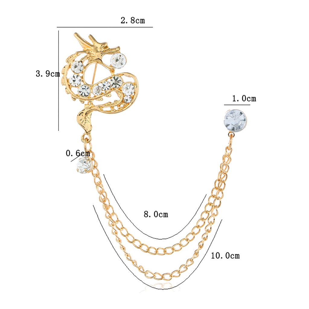 Bros Bentuk Naga Bahan Logam Aksen Berlian Imitasi Gaya China Untuk Pria
