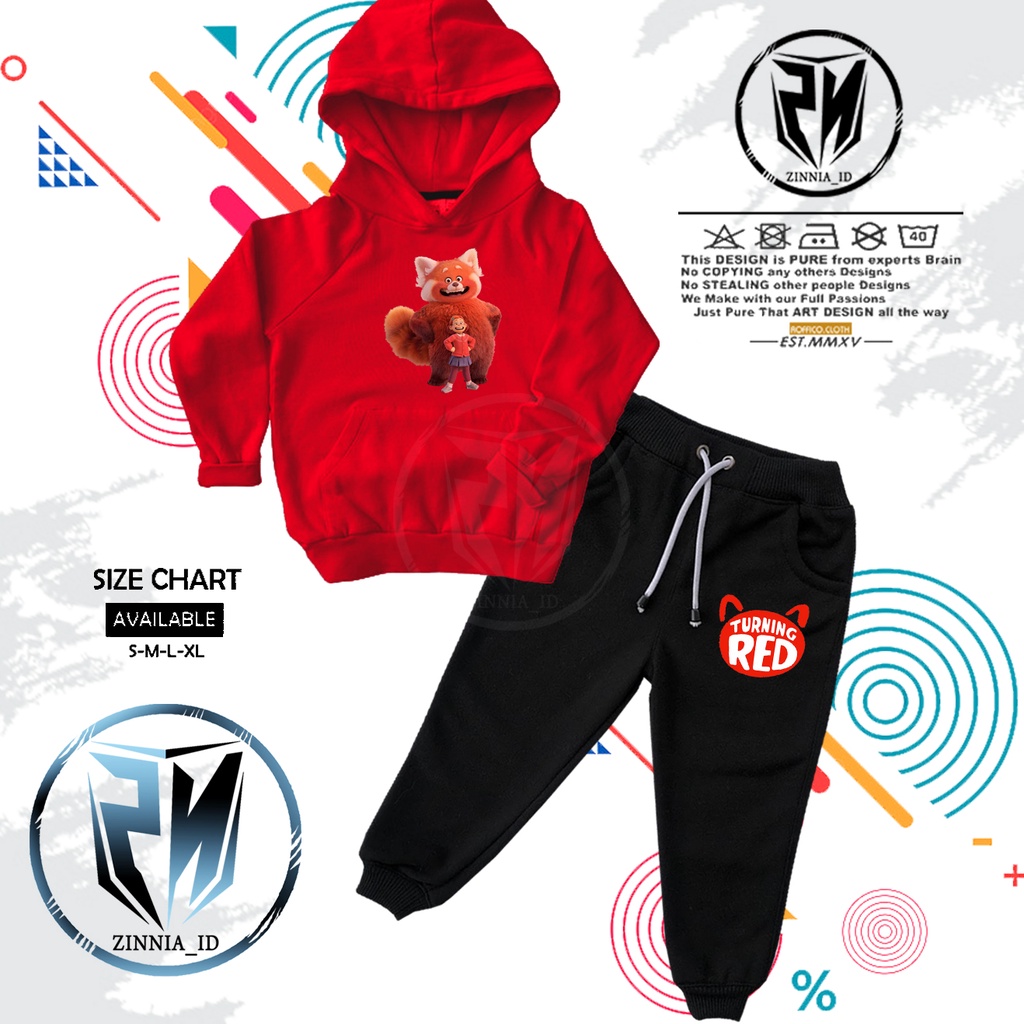 ONE SET JAKET HOODIE ANAK LOGO kartun disney PIXAR TURNING RED Miriam Priya Mei Lee Abby Lucu Mengge