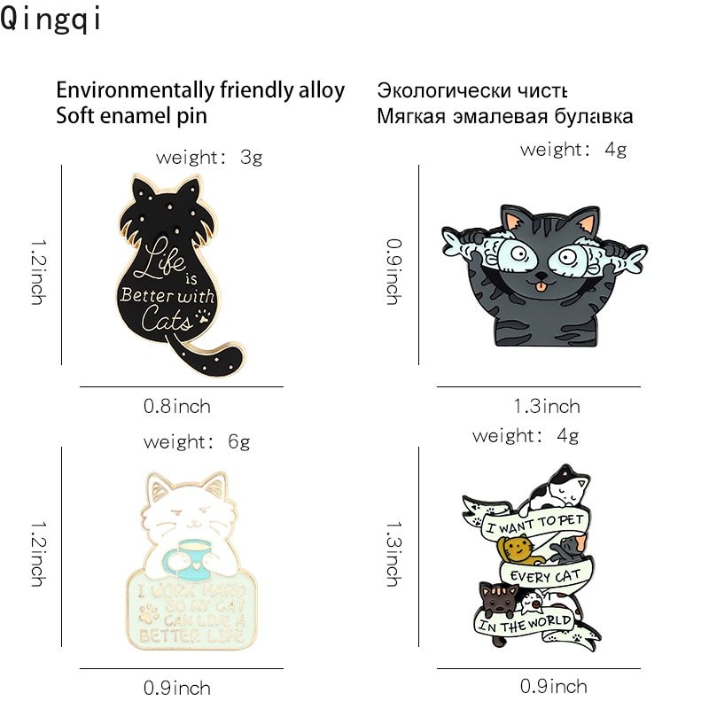 Bros Pin Enamel Bentuk Kucing Ikan Kopi Untuk Hadiah Anak