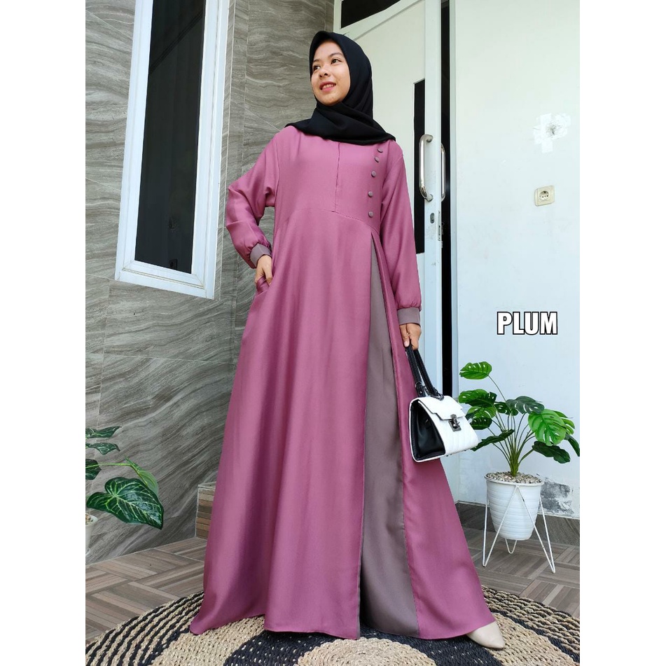 Gamis Syanaz Ity Crepe / Gamis Ity Crepe Kancing / Gamis Ity Crepe Kombinasi Premium