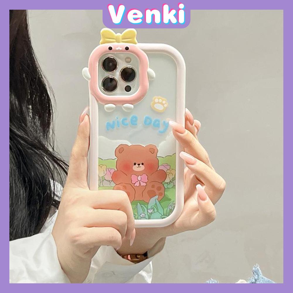 iPhone Case Silicone Soft Case Clear Case Airbag Shockproof Protection Camera Smooth Feel Cartoon Bear Cute Compatible For iPhone 11 Pro Max 13 Pro Max 12 Pro Max 7Plus xr XS Max