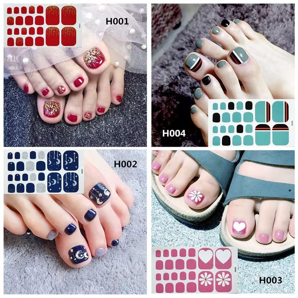 (COD) Stiker Kuku Kaki Gel Toes Sticker Nail Art isi 22 pcs FREE Kikir Kuku MALLSHOPING