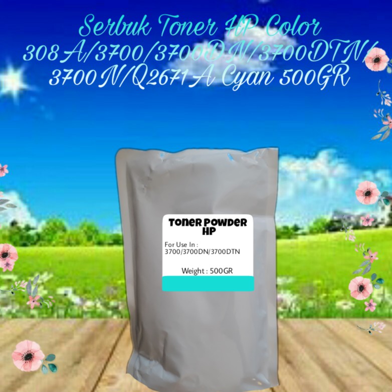 Serbuk Toner Refill Bubuk Powder HP 308A 3700 3700DN 3700DTN 3700N Series Q2671A Cyan 500gr