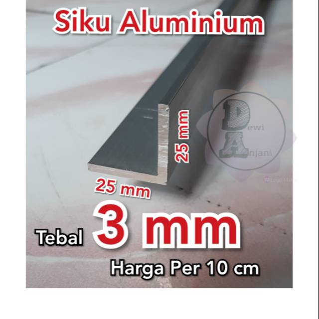 Siku Aluminium 25mmx25mmx3mm Per 10 Cm Shopee Indonesia