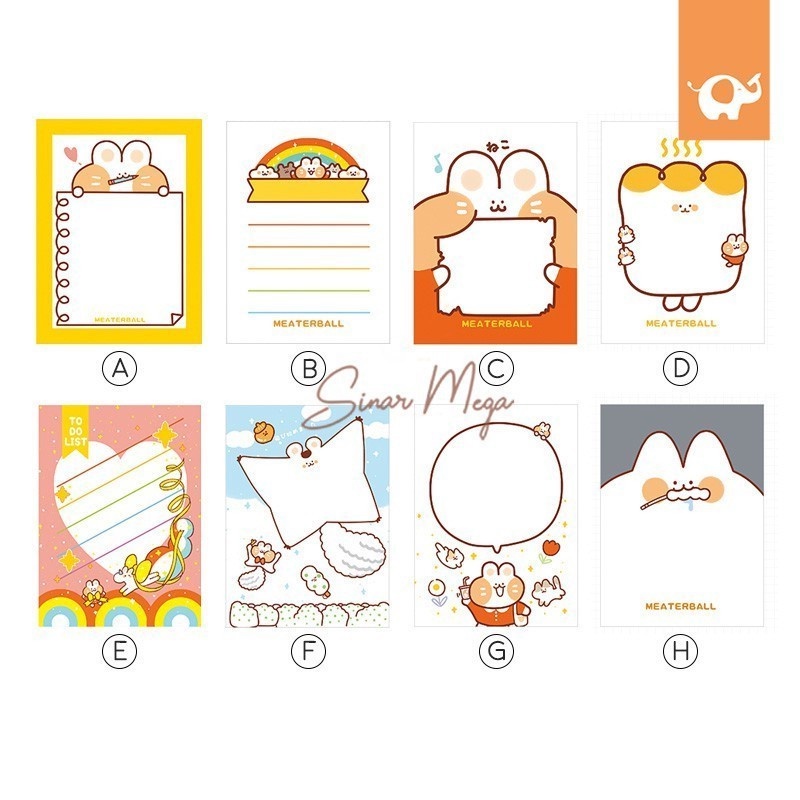 Meaterball Rabbit Sticky Notes / Memo Tempel Lucu Unik Murah Kertas Kecil-1