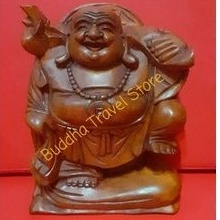 Patung Happy Budha / Buda / Buddha Tertawa Berdiri dari Kayu Suar