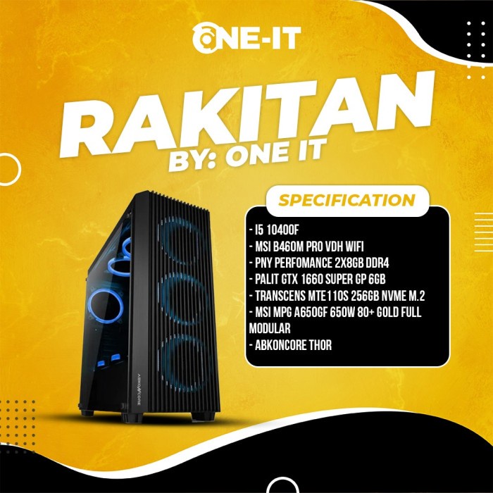 PC Rakitan I5 10400F | gtx 1660 super | RAM 16GB | SSD 256GB