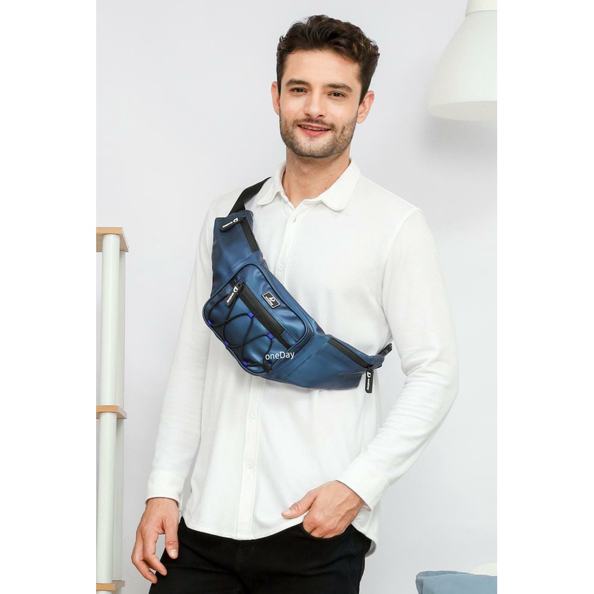oneDay Waistbag Manly Tas Selempang Waterprof Tahan Air New Konsep Pemakaian Depan Belakang