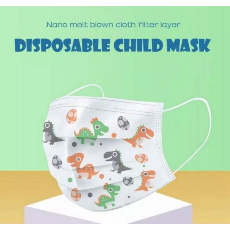 MASKER ANAK LAKI-LAKI BISA PEREMPUAN MOTIF DINO