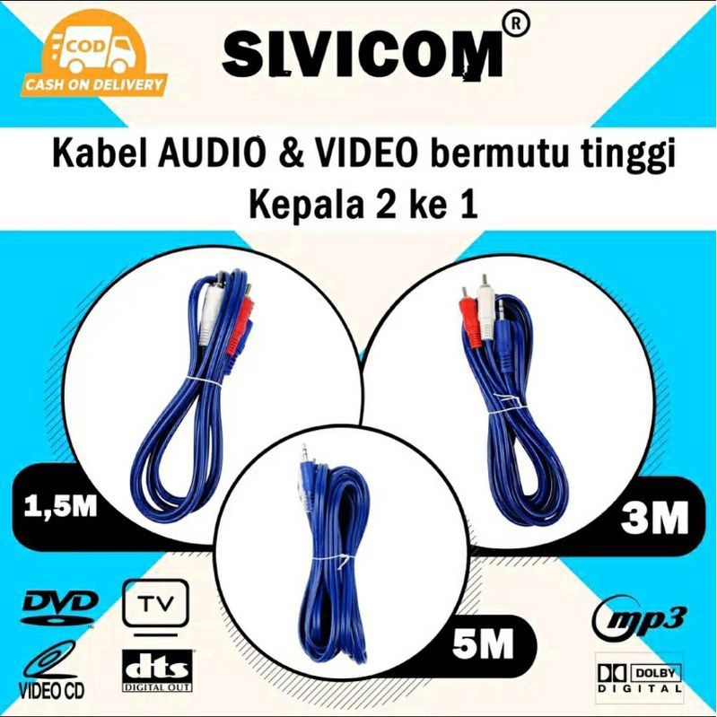 Kabel RCA 2in1 Panjang 3 Meter SIVICOM High Grade Kabel Speker