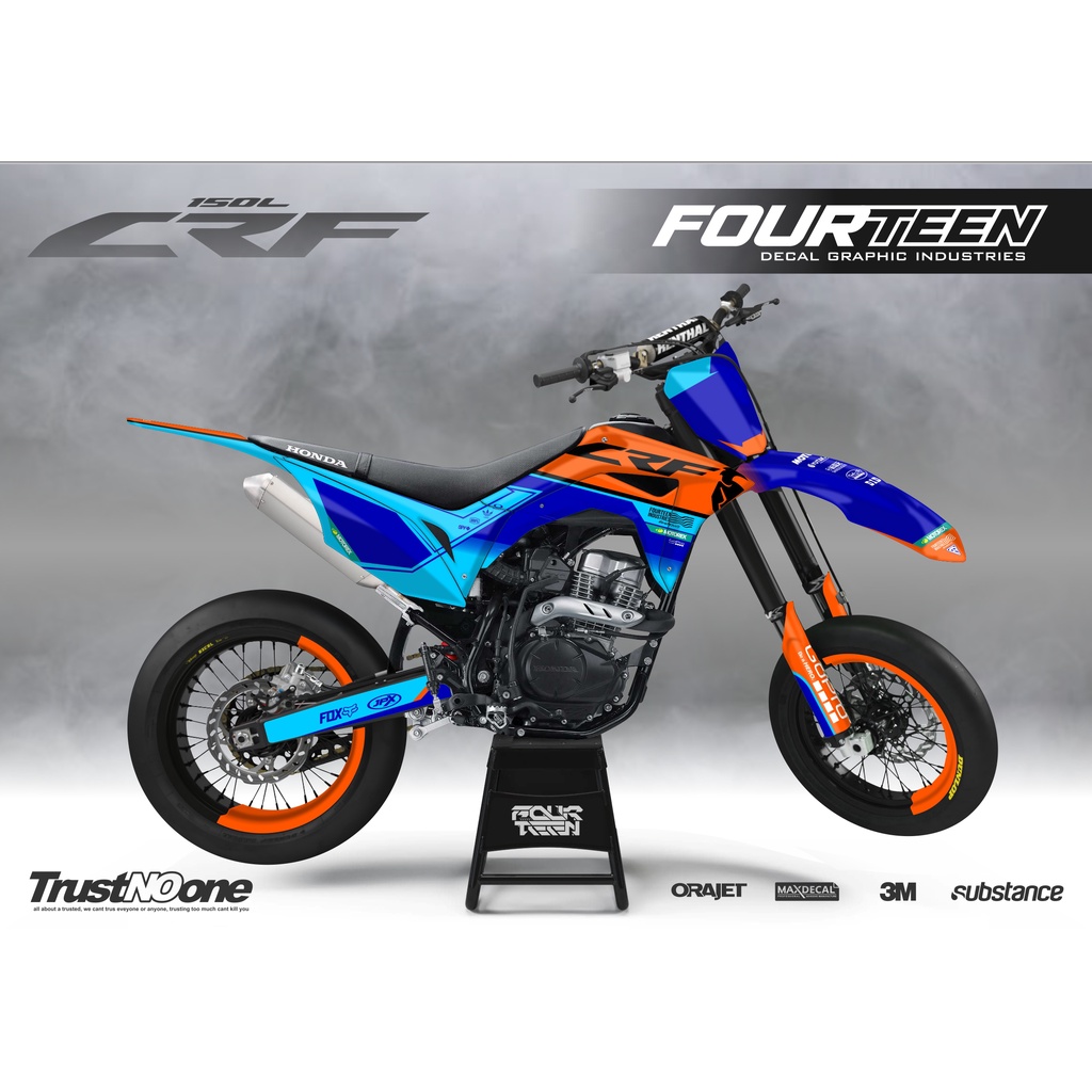 DECAL CRF 150 L - stiker dekal honda crf biru orange full body