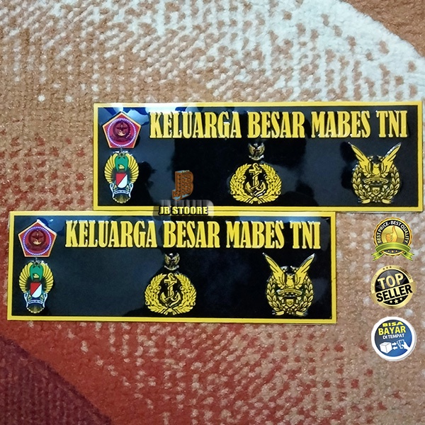 Stiker Mabes TNI KB Hitam Panjang Timbul Sepasang / Stiker Plat KB Mabes Tni 2 pcs / Stiker Plat Mob