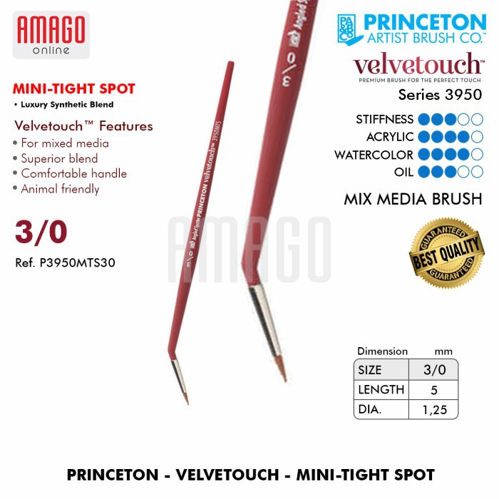 

Brush PRINCETON - Velvetouch - Synthetic - Mini Tight Spotter - 3/0