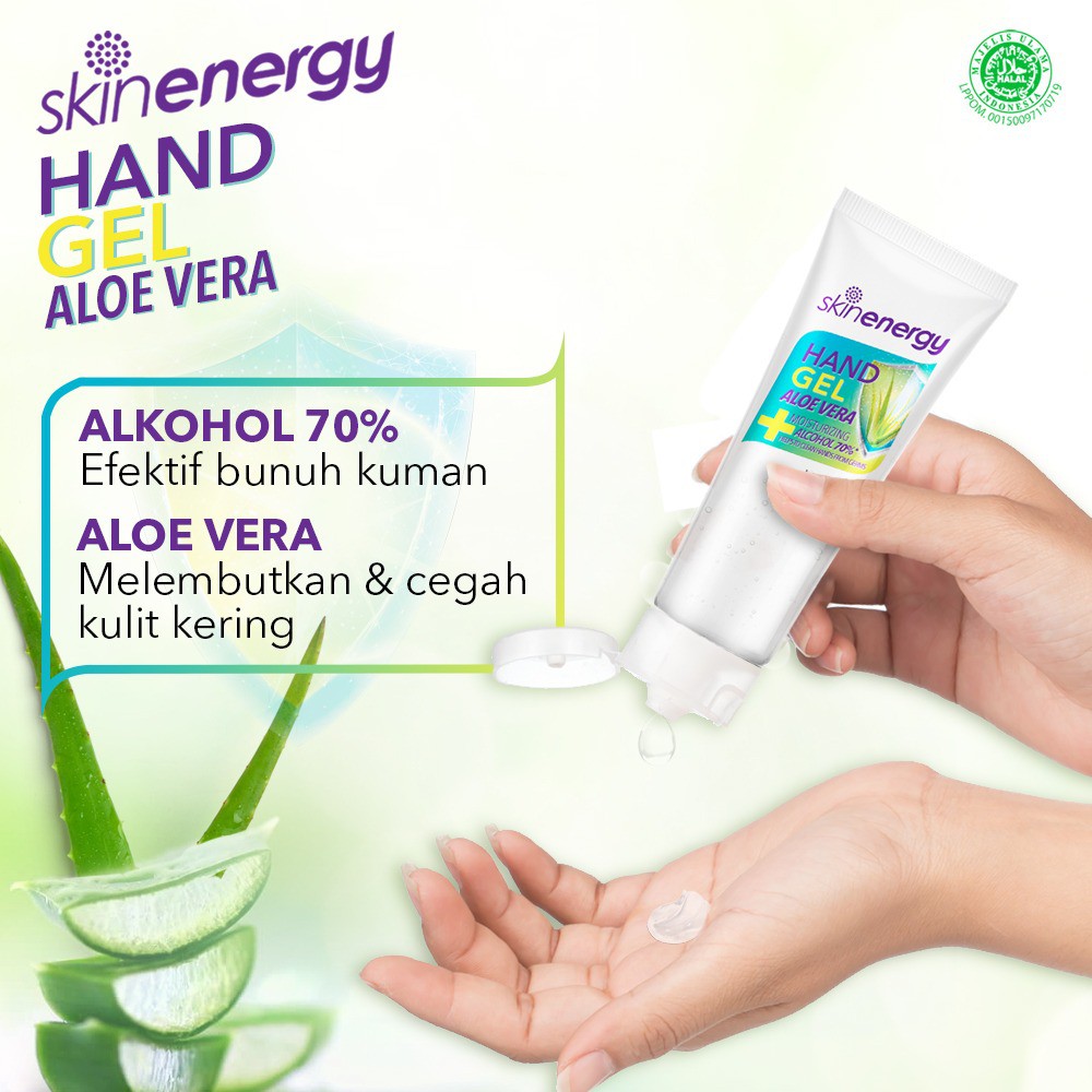 Makarizo Skin Energy Hand Gel Aloe Vera 50 mL Tube – Hand Sanitizer Alkohol 70% v/v