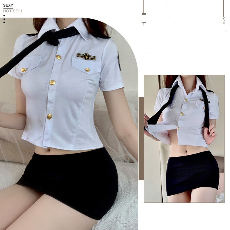 ( COD) Lingerie Wanita Set Rok Mini Seragam Cosplay Pakian Dalam 3A258