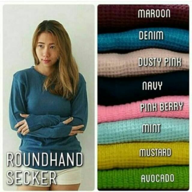 SWEATER ROUNDHAND SECKER, SWEATER RAJUT WANITA