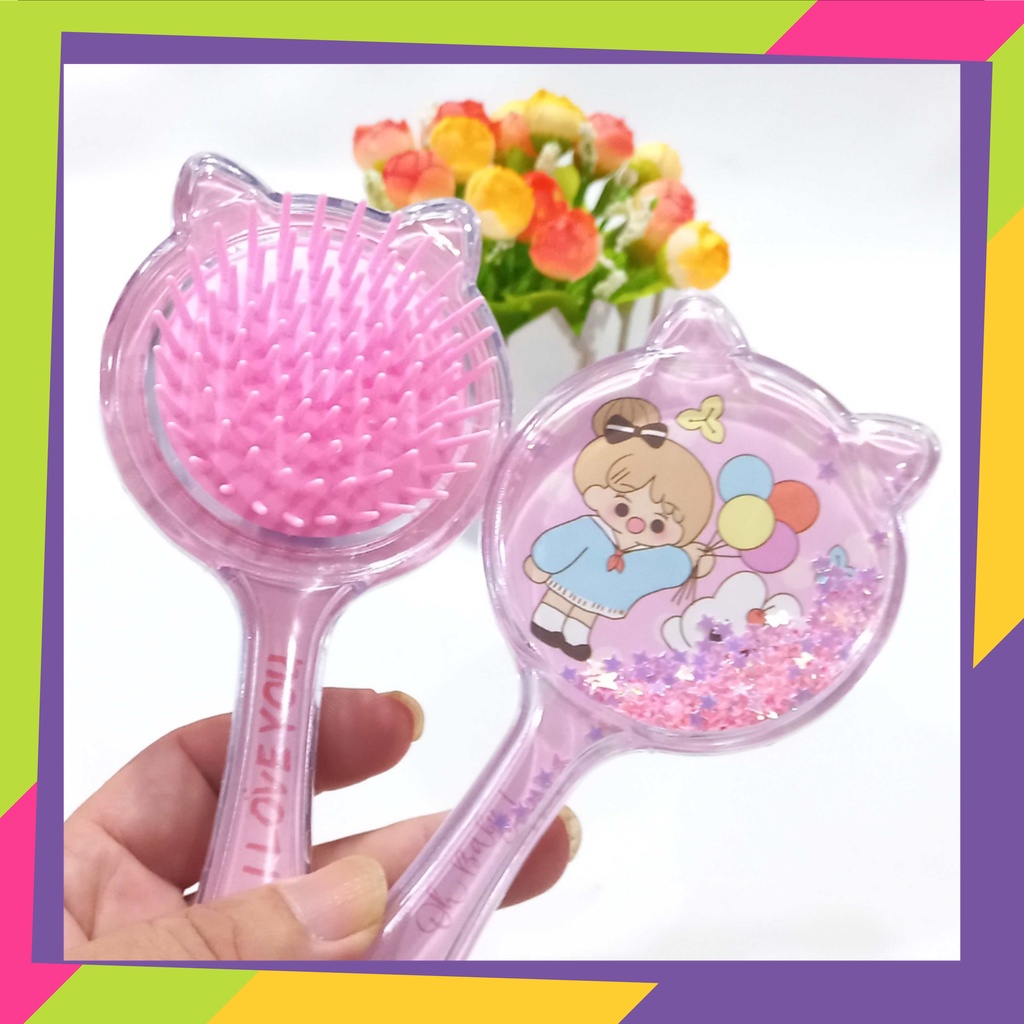 1809 / Sisir rambut glitter gagang / Sisir stying glitter lucu &amp; anti statis