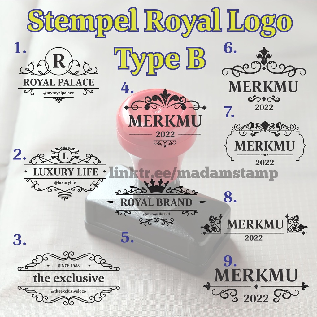 

stempel logo royal B luxury king gold crown nama desain classic vintage retro toko brand warna flash otomatis