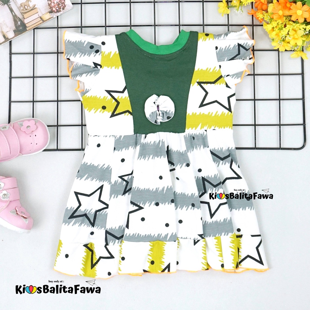 Dress Tania uk 6-18 Bulan / Baju Anak Bayi Perempuan Lengan Pendek Gaun Pesta Baby Import Murah