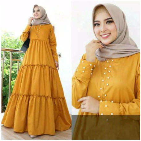 Baju Gamis Muslim Terbaru 2020 2021 Model Baju Pesta Wanita Kekinian Marion Maxi