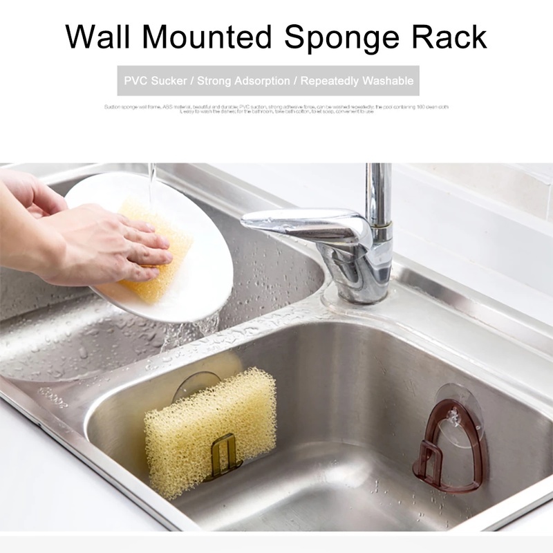 [Suction Wall Dishwashing Sponge Rack] [Kitchen Sink Suction Cup Drainer Rack] [Wipe &amp; Soap Organizer] [Bathroom &amp; Kitchen Storage Hooks]