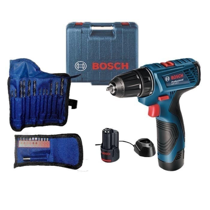 Bosch GSR 120-Li - 2 Baterai Mesin Bor Obeng Baterai + Aksesoris