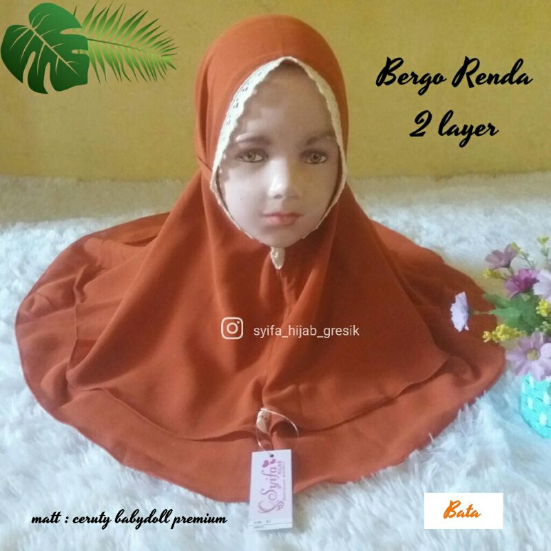 CHECKOUT KHUSUS PESANAN HIJAB PELANGGAN | Bergo Renda Anak 2 layer by Syifa Hijab/Bergo Tali Syar'i/
