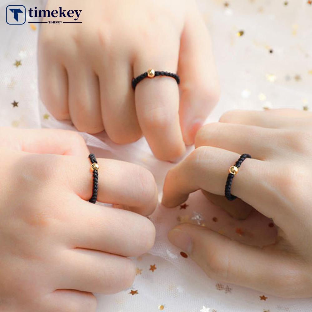 Timekey Cincin Tali Anyam Hias Manikmanik Emas Untuk Pasanganpriawanita A7K2