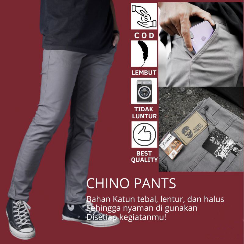 CELANA CHINO PRIA SLIM FIT PANJANG KERJA KANTOR SANTAI LIBURAN