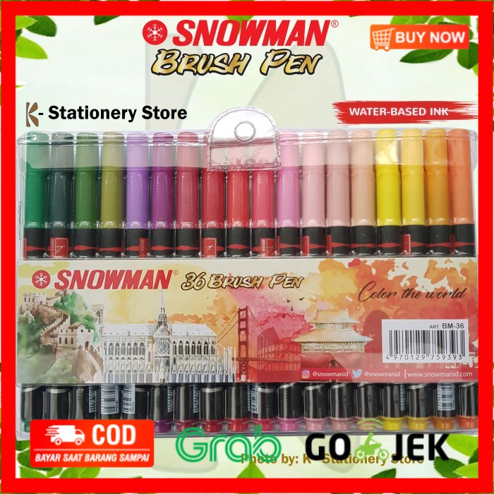 

(BISA COD) Snowman Brush Pen Set – 36 Colours