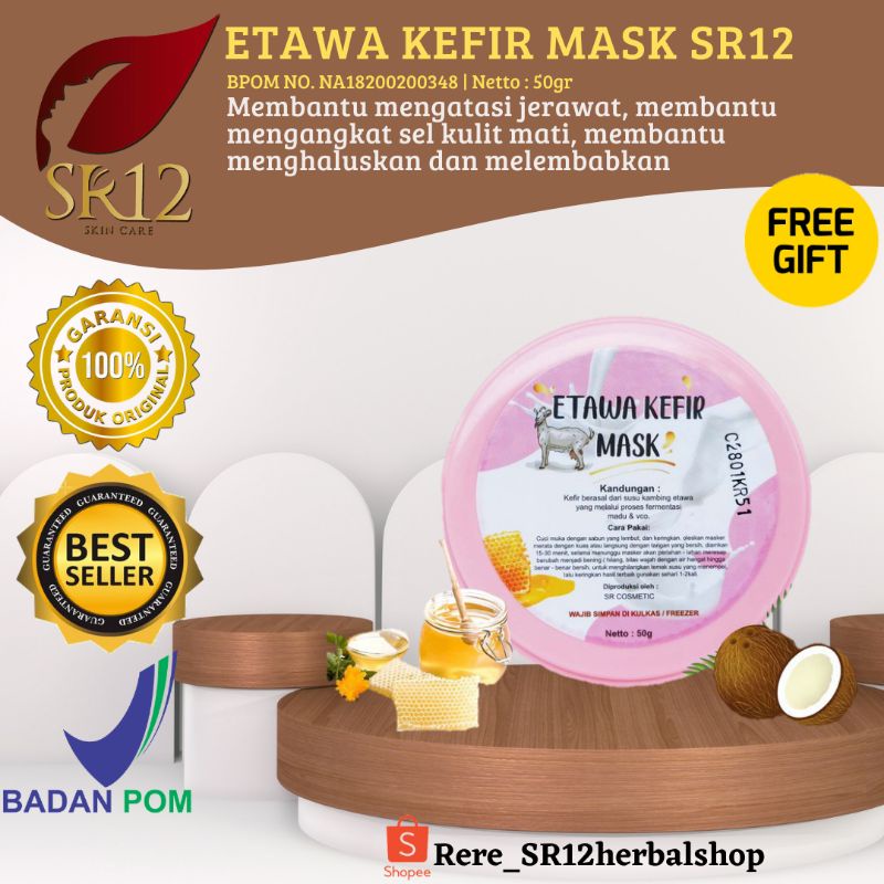 MASKER KEFIR SR12 - MASKER KEFIR ETAWA  - MASKER KEFIR SUSU - Masker wajah alami