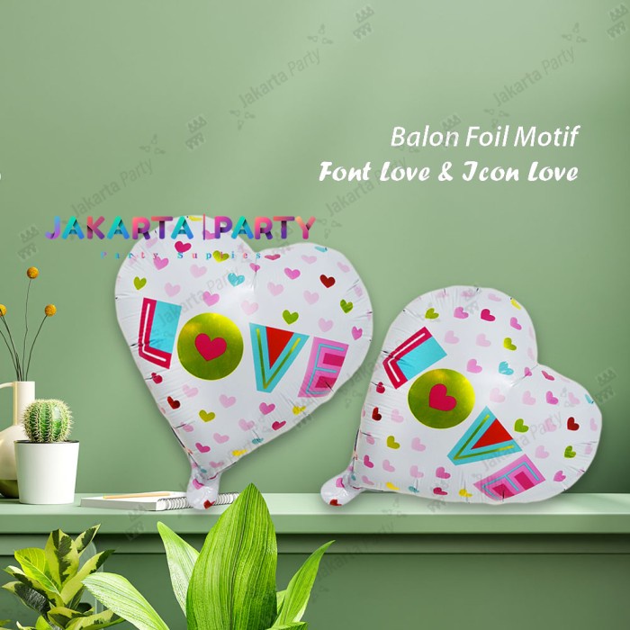 Balon Foil Font Love Icon Love / Balon Love / Balon Motif Heart