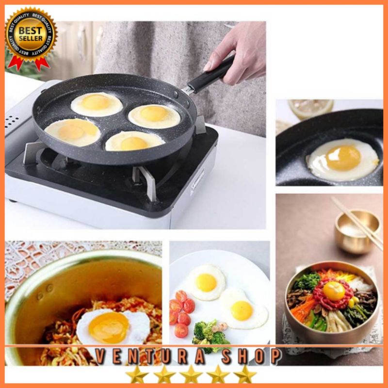 Teflon Goreng Telur Omelet 4 Lobang Panci Anti Lengket Fyring Pan TW-376