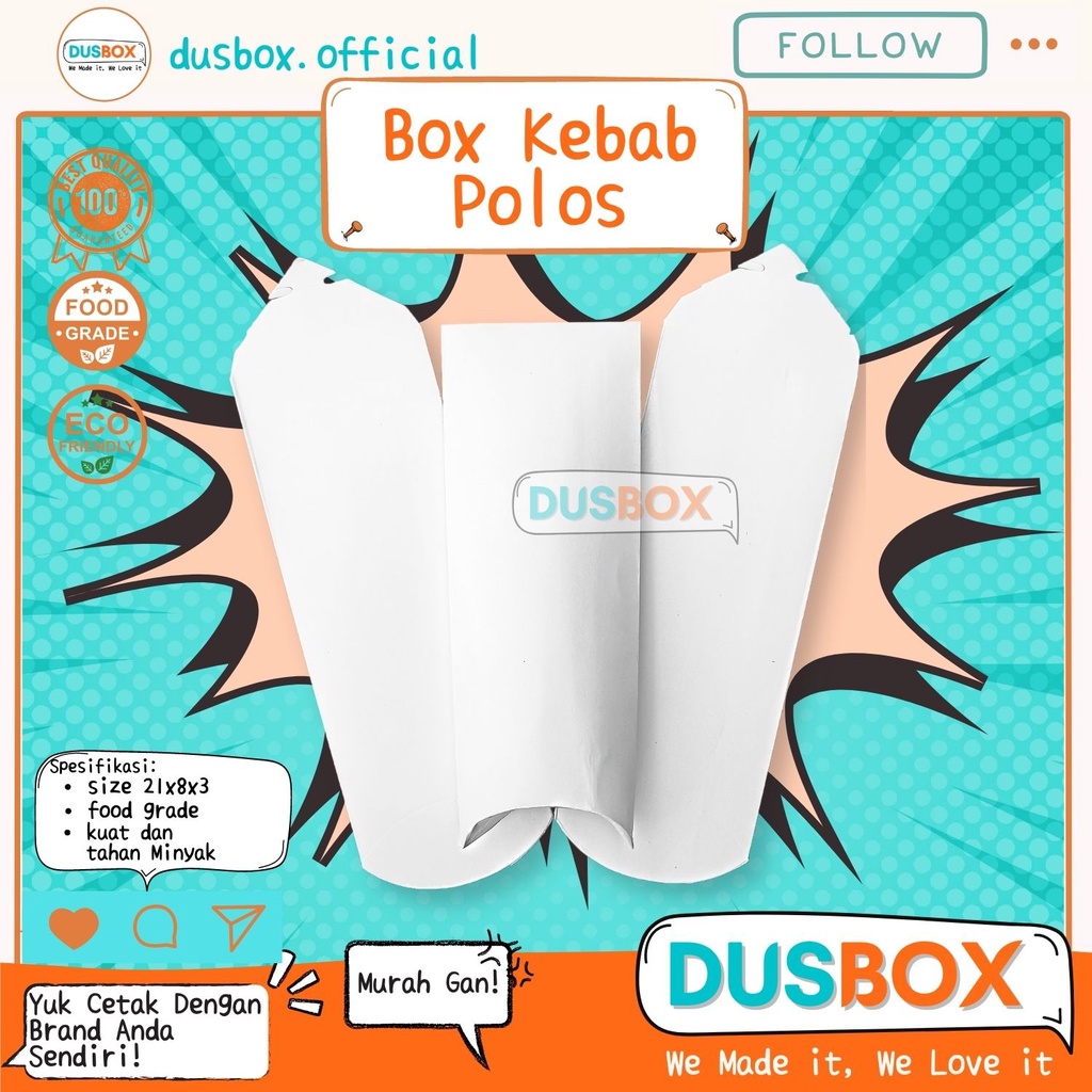 Box Kemasan Kebab Polos / Dus Kebab / Kemasan Kebab / Box Kebab Durian / Dus Kebab Pisang / Kemasan 