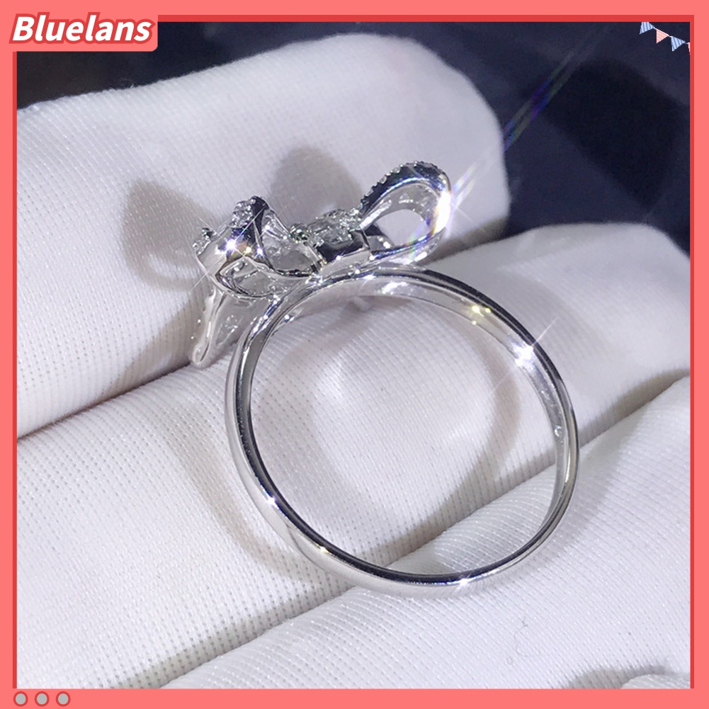 Cincin Desain Pita Aksen Berlian Imitasi Untuk Wanita