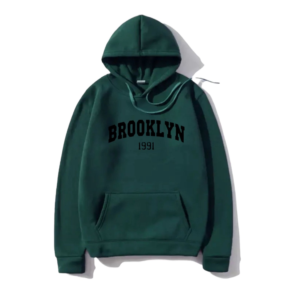 Sweater Hoodie Motif Brooklyn Bahan Fleece Tebal Premium Pria Wanita