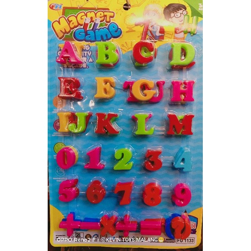 FU 1133 Mainan Edukasi Anak Puzzle Magnet Abjad Alphabet Huruf Besar Kapital ABC PLUS DOUBLE ANGKA / magnet game