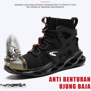 Sepatu Safety Boots Pria Cowok Touring High Cut Ujung Besi Kerja Proyek Ringan Lapangan Olahraga Outdoor Anti-smash 166