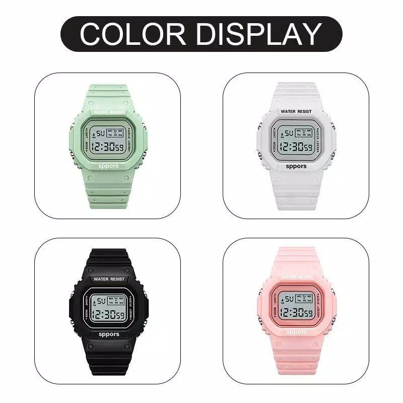 (Grosir)Jam Tangan Wanita Digital Sergi Model Korea Strap Rubber(Terima Cod)