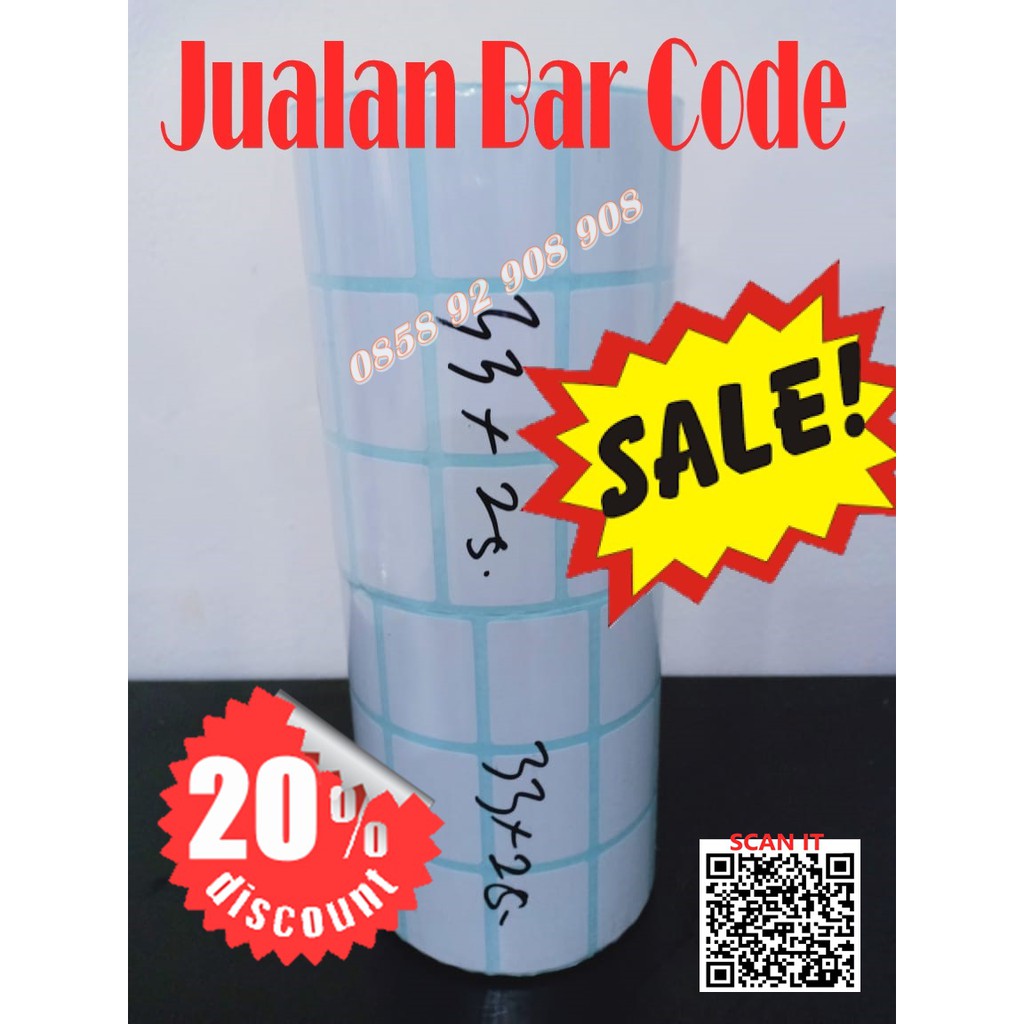 

KERTAS LABEL STIKER SEMICOATED 33x25 | 33mm x 25mm | 3,3CM x 2,5cm 5000 PCS CORE 1