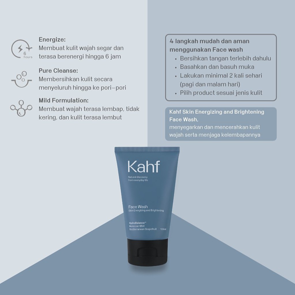 KAHF Face Wash Skin Energizing &amp; Brightening 100ml - Sabun Pembersih Muka Mencerahkan Pemutih Wajah Pria