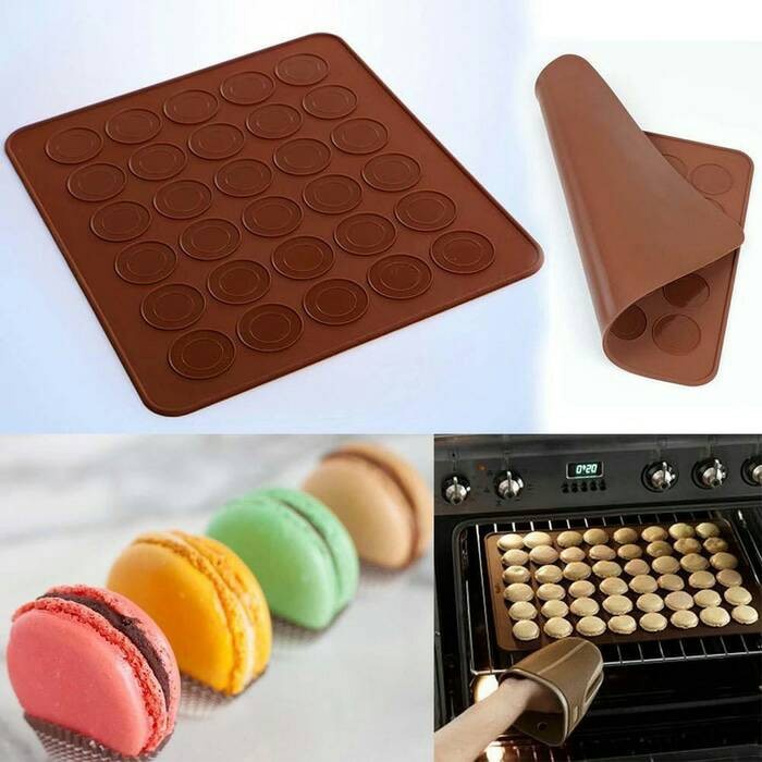 Alas Cetakan Kue Macaroon Macaron Adonan Silikon Silicone Baking Makaron Mat
